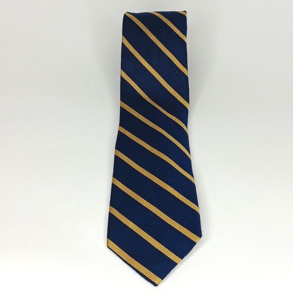 JOS. A. BANK Men’s Navy Gold Stripe Silk Tie Executive Classic Office - Picture 2 of 7